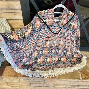Aztec fringe poncho top ☀️